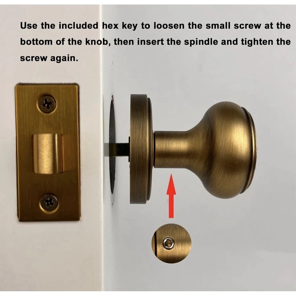 Antique Brass Floral Door Knob - Elegant Privacy Handle 2.75